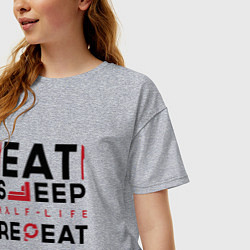 Футболка оверсайз женская Надпись: eat sleep Half-Life repeat, цвет: меланж — фото 2