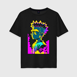 Футболка оверсайз женская Bart Simpson - pop art, цвет: черный