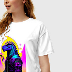 Футболка оверсайз женская Cool dinosaur - cyberpunk - neural network, цвет: белый — фото 2