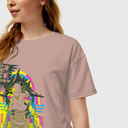 Футболка оверсайз женская Робо лайф, цвет: пыльно-розовый — фото 2