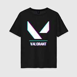 Женская футболка оверсайз Valorant в стиле glitch и баги графики
