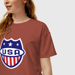 Футболка оверсайз женская Shield USA, цвет: кирпичный — фото 2