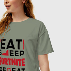 Футболка оверсайз женская Надпись: eat sleep Fortnite repeat, цвет: авокадо — фото 2