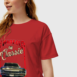 Футболка оверсайз женская Классика автомобиль Chevrolet Impala, цвет: красный — фото 2