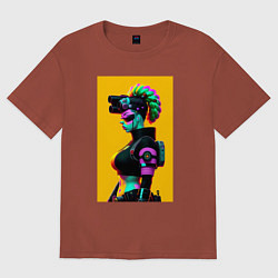 Женская футболка оверсайз Мардж Симпсон - киберпанк