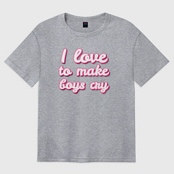 Футболка оверсайз женская I love to make boys cry барби стиль, цвет: меланж