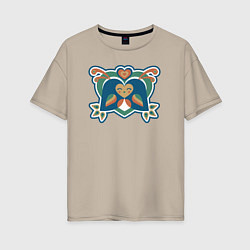 Футболка оверсайз женская Lovely birds, цвет: миндальный