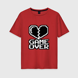 Футболка оверсайз женская Game Over на черном фоне, цвет: красный