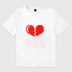 Женская футболка оверсайз Game Over на красном фоне
