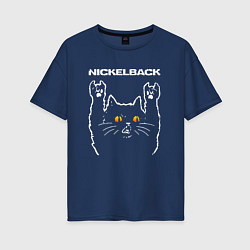 Женская футболка оверсайз Nickelback rock cat