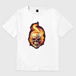 Женская футболка оверсайз Горящий череп