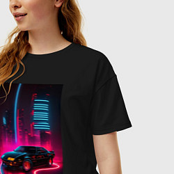 Футболка оверсайз женская KITT auto - неон, цвет: черный — фото 2