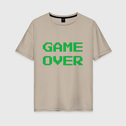 Женская футболка оверсайз Серо-зеленый game over