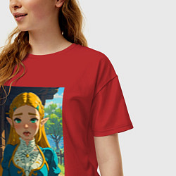 Футболка оверсайз женская The legend of Zelda - ahegao art, цвет: красный — фото 2