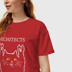 Футболка оверсайз женская Architects rock cat, цвет: красный — фото 2