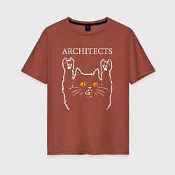 Футболка оверсайз женская Architects rock cat, цвет: кирпичный
