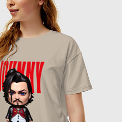 Футболка оверсайз женская Johnny Depp - cool dude - pop art, цвет: миндальный — фото 2