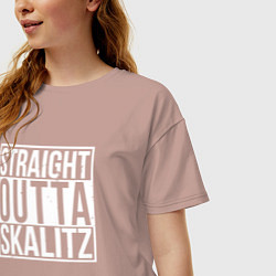 Футболка оверсайз женская Straight outta Skalitz, цвет: пыльно-розовый — фото 2