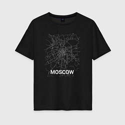 Футболка оверсайз женская Moscow map, цвет: черный