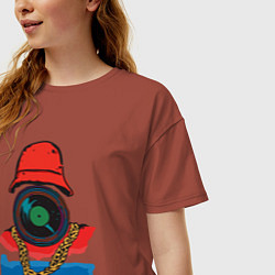 Футболка оверсайз женская Hip hop vinyl, цвет: кирпичный — фото 2