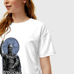 Футболка оверсайз женская Славянский богатырь - русские не сдаются, цвет: белый — фото 2