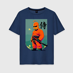 Женская футболка оверсайз Гомер Симпсон - самурай - нейросеть