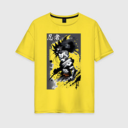 Женская футболка оверсайз Bart Simpson ninja - hieroglyphs
