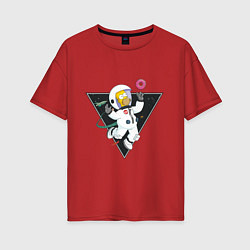 Футболка оверсайз женская Гомер в космосе, цвет: красный