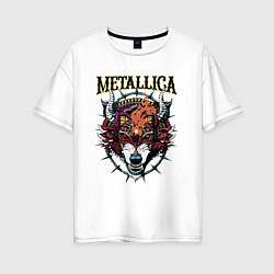 Женская футболка оверсайз Metallica - wolfs muzzle - thrash metal