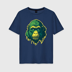 Футболка оверсайз женская Обезьяна голова гориллы, цвет: тёмно-синий