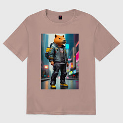 Женская футболка оверсайз Cool Capy - New York - cyberpunk - neural network