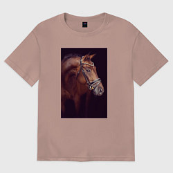 Футболка оверсайз женская Лошадь во всей красе, цвет: пыльно-розовый