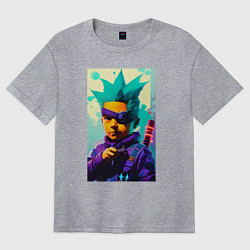 Футболка оверсайз женская Bart Simpson - cyberpunk - neural network, цвет: меланж