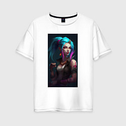 Футболка оверсайз женская Jinx Arcane League of Legends, цвет: белый