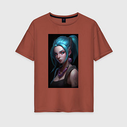 Футболка оверсайз женская Jinx art Arcane League of Legends, цвет: кирпичный