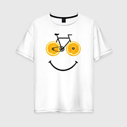 Женская футболка оверсайз Апельсиновое лето с велосипедом