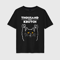 Футболка оверсайз женская Thousand Foot Krutch rock cat, цвет: черный