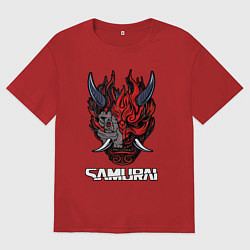 Футболка оверсайз женская Samurai logo, цвет: красный
