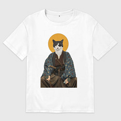 Женская футболка оверсайз Samurai one - eyed cat