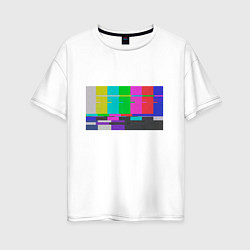 Футболка оверсайз женская Разноцветные полосы в телевизоре, цвет: белый