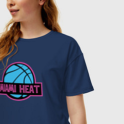 Футболка оверсайз женская Miami Heat team, цвет: тёмно-синий — фото 2