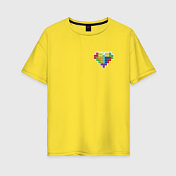 Женская футболка оверсайз Сердце из фигур тетрис