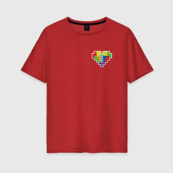 Женская футболка оверсайз Сердце из фигур тетрис