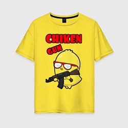 Женская футболка оверсайз Chicken machine gun