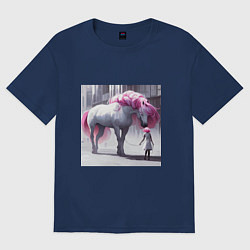 Футболка оверсайз женская Встреча с мечтой, цвет: тёмно-синий