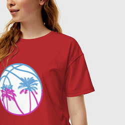 Футболка оверсайз женская Miami beach, цвет: красный — фото 2