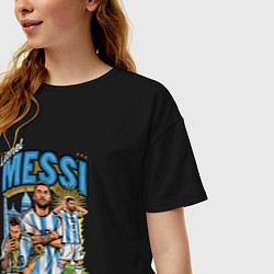 Футболка оверсайз женская Лионель Месси Аргентина 10, цвет: черный — фото 2