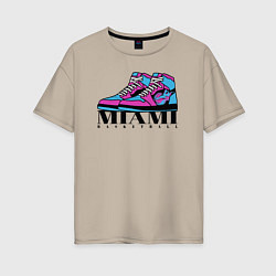 Футболка оверсайз женская Basketball Miami, цвет: миндальный