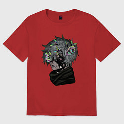 Футболка оверсайз женская Габимару в цветах, цвет: красный