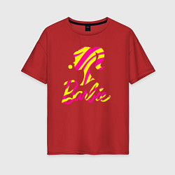 Женская футболка оверсайз Барби и желтый леденец